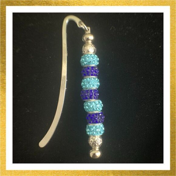 HAND CRAFTED Silver RHINESTONE Beaded BOOKMARK - Picture 1 of 1